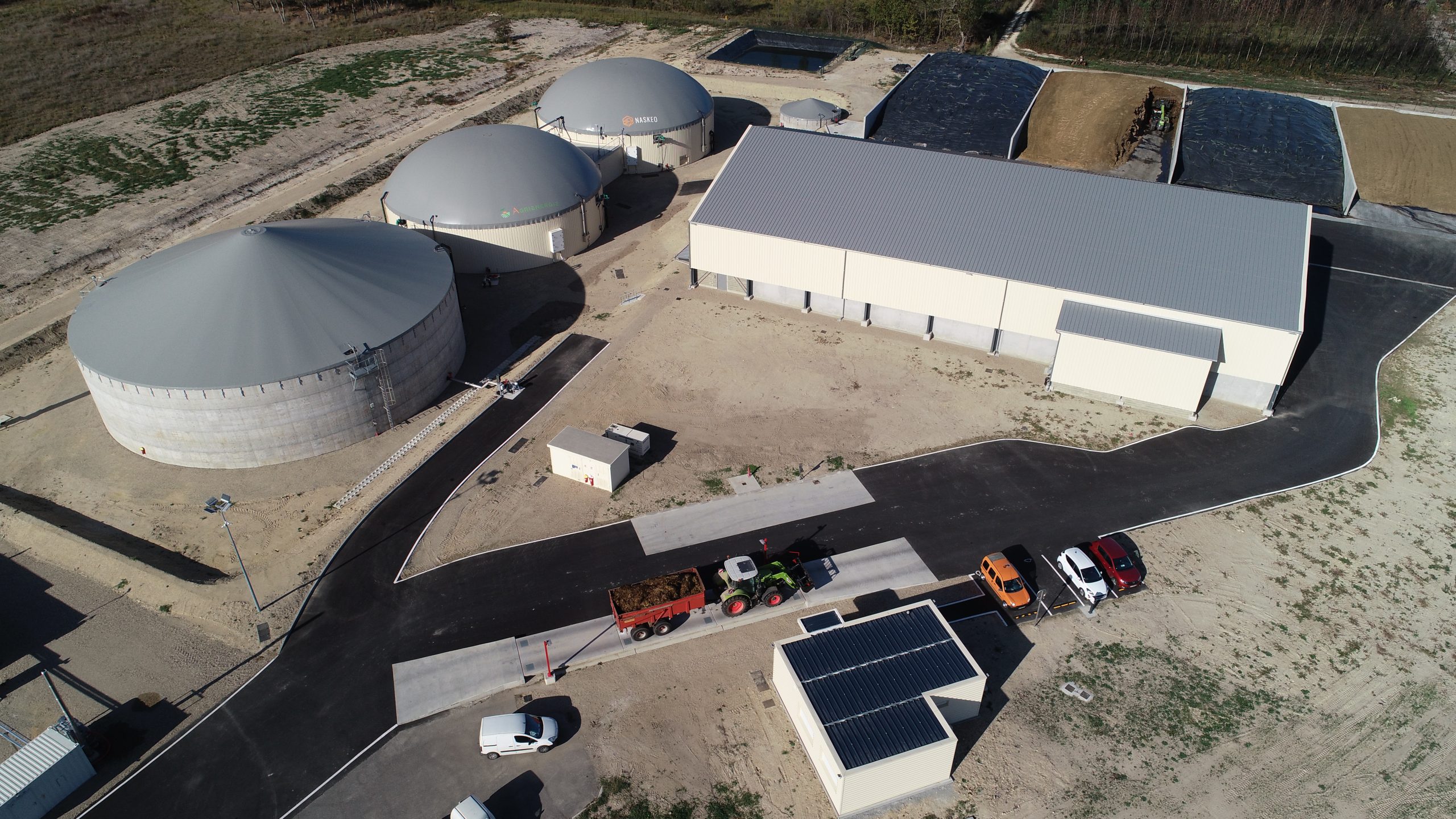 Vue par drone de l'unité de méthanisation